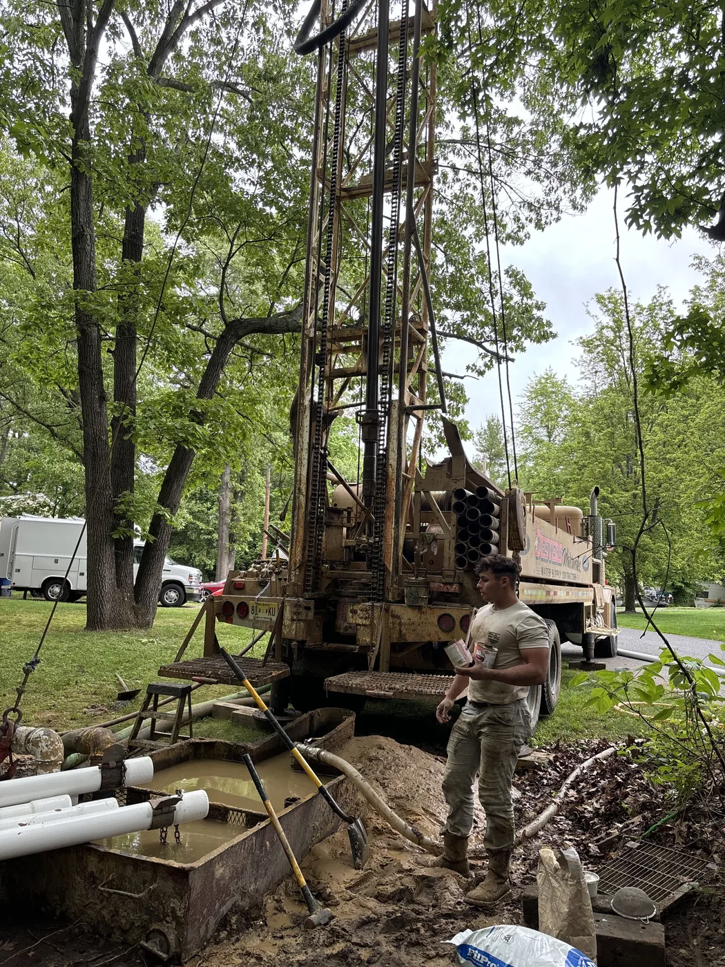 D.N. Drilling rig on a wooded South Jersey house lot